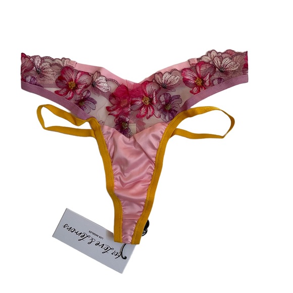 NWT For Love & Lemons Floral Pink Thong Bikini, Size XXS - Picture 2 of 11